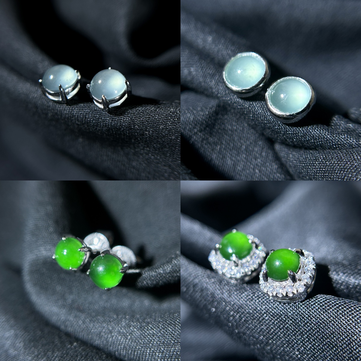 天然翡翠耳钉超多款翡翠s925银精美款式简约时尚极简带证书带礼盒
