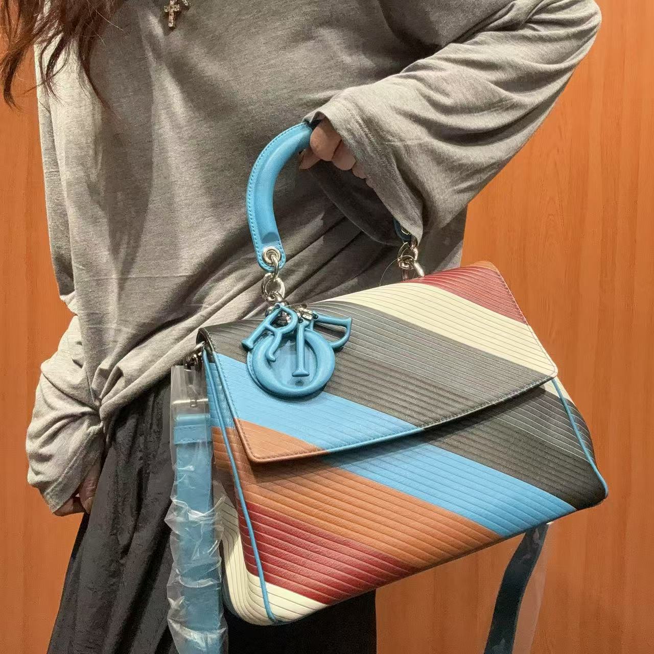 95新 DIOR/迪奥 【618】80 0654 拼色手提单肩包