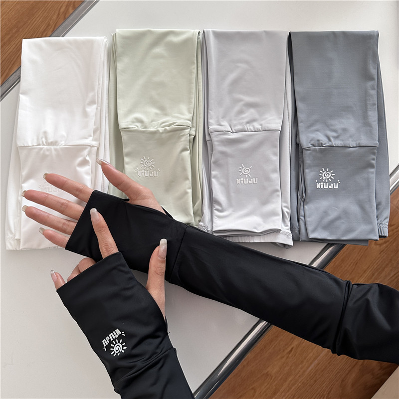 夏季新款冰丝袖套宽松冰袖防紫外线户外遮阳护臂轻薄透气手套