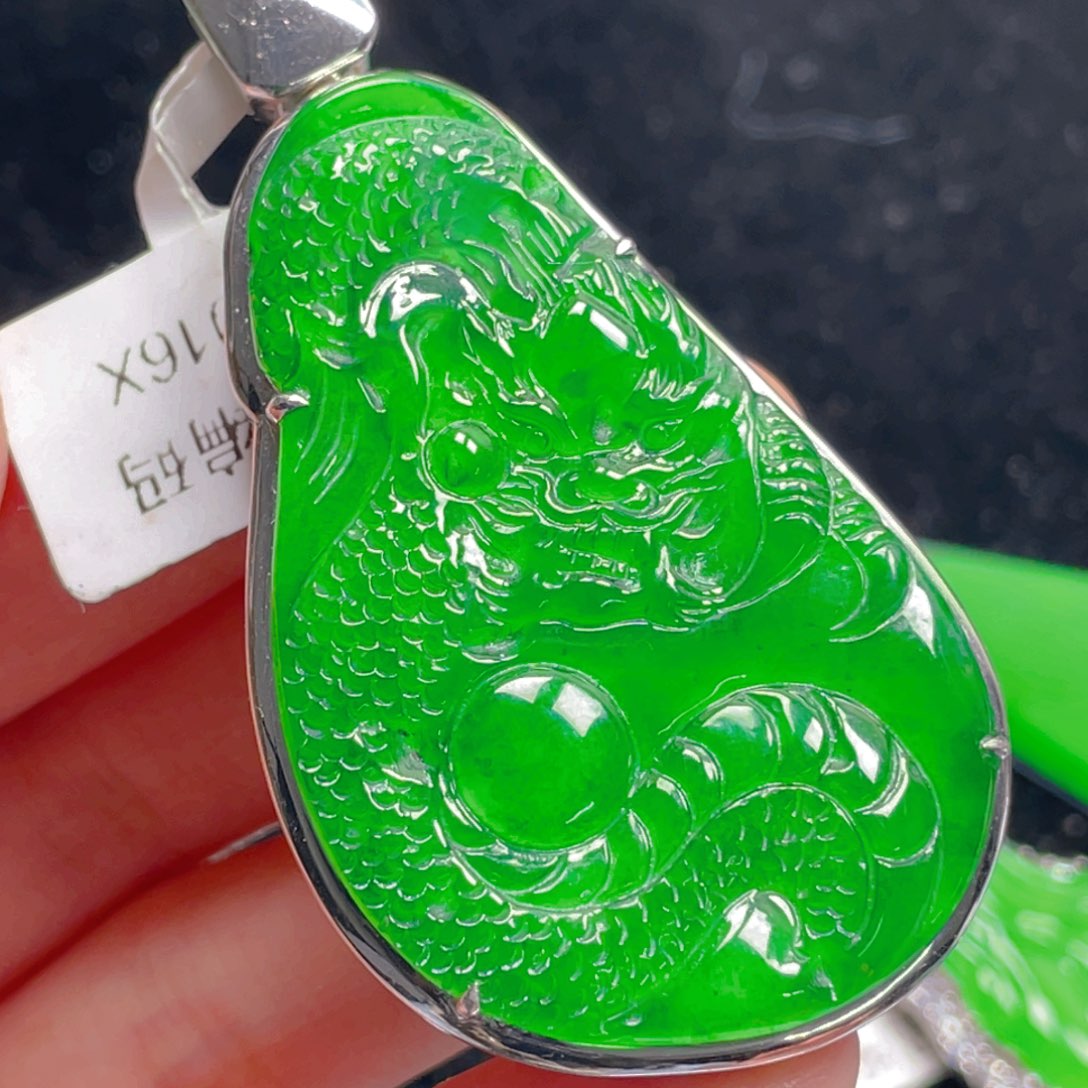 翡翠吊坠(不含链)银S925镶嵌
