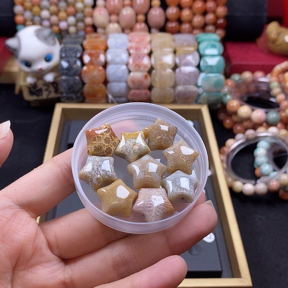 番***薯硅化珊瑚（珊瑚玉）星星未镶嵌