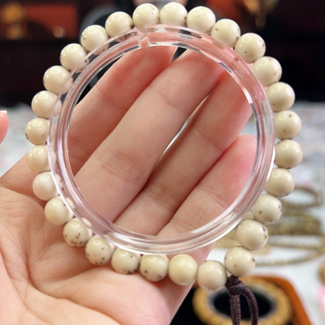 手串星月菩提Fqh8mm龙蛋 超大留白 绿调颗粒星