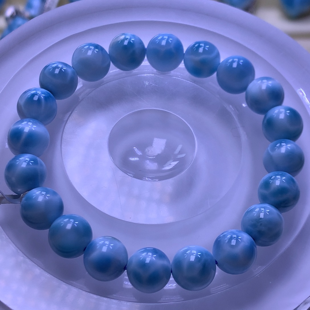 针钠钙石（海纹石）未镶嵌手串9+手串色差略异