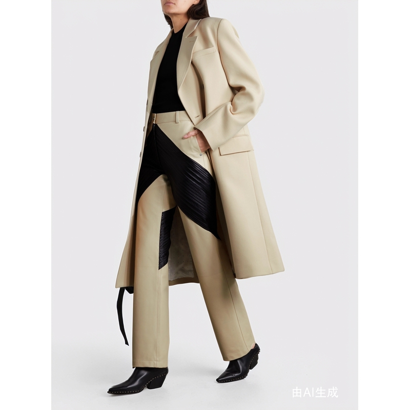 PETER DO 女双排扣羊毛混纺大衣