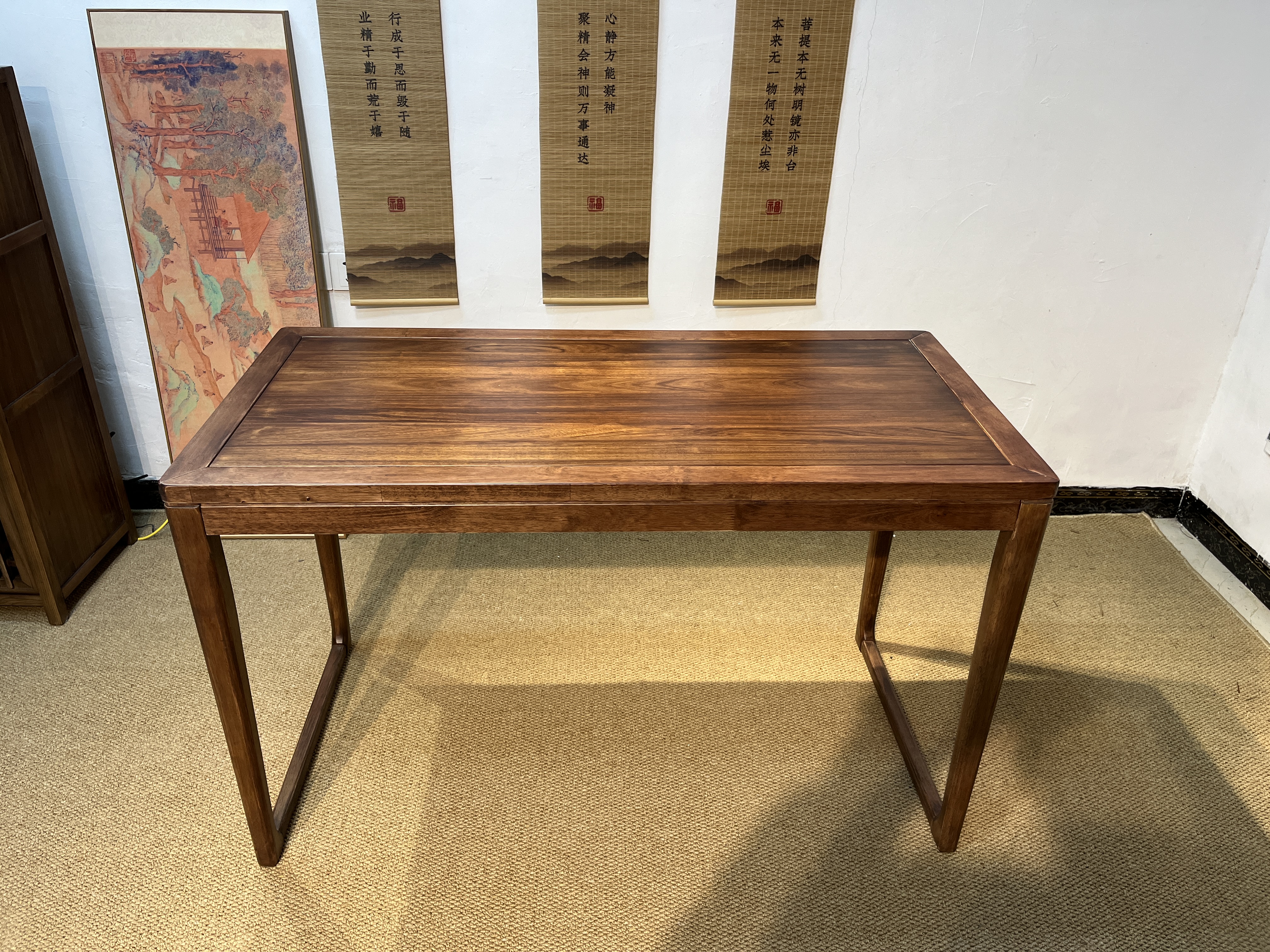 全实木新中式阳台茶桌办公茶桌休闲实木茶桌椅组合茶桌茶台胡桃色