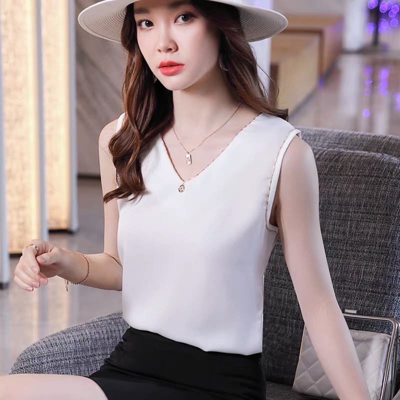 轻奢缎光感西装内搭打底背心拉夏贝尔.88010.BMZ半