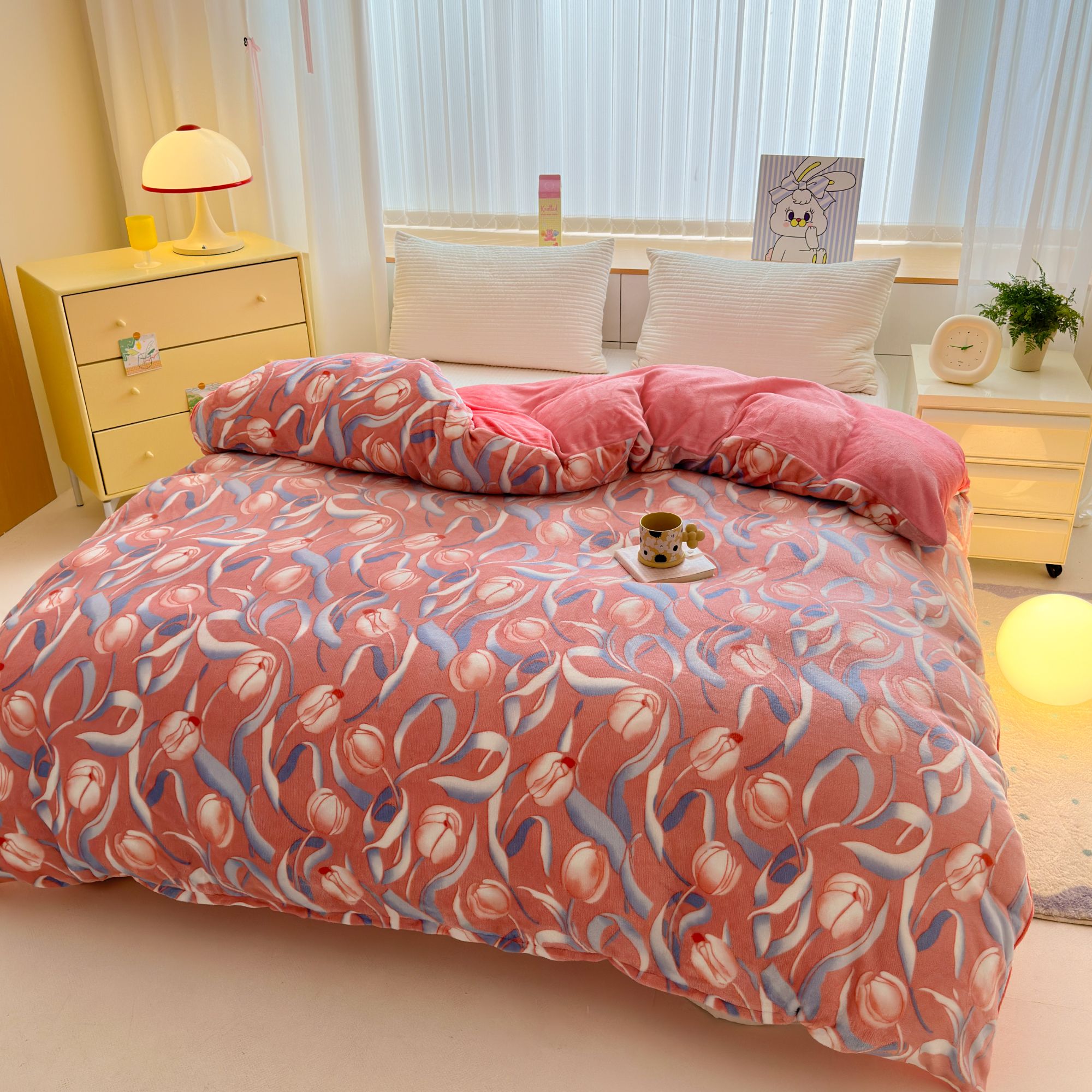 新款印花牛奶绒单被套