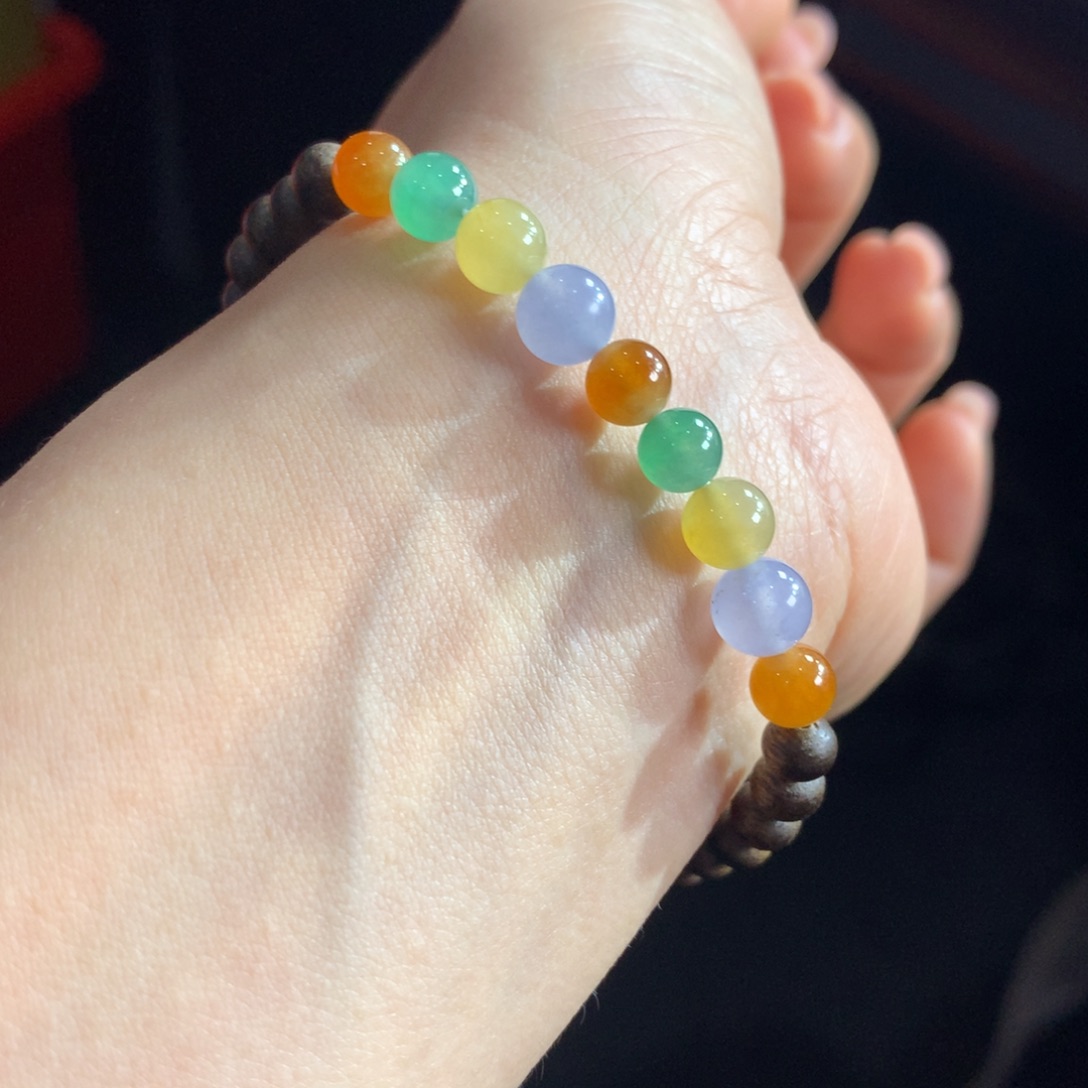 翡翠未镶嵌手链冰润多宝半串卡6-7