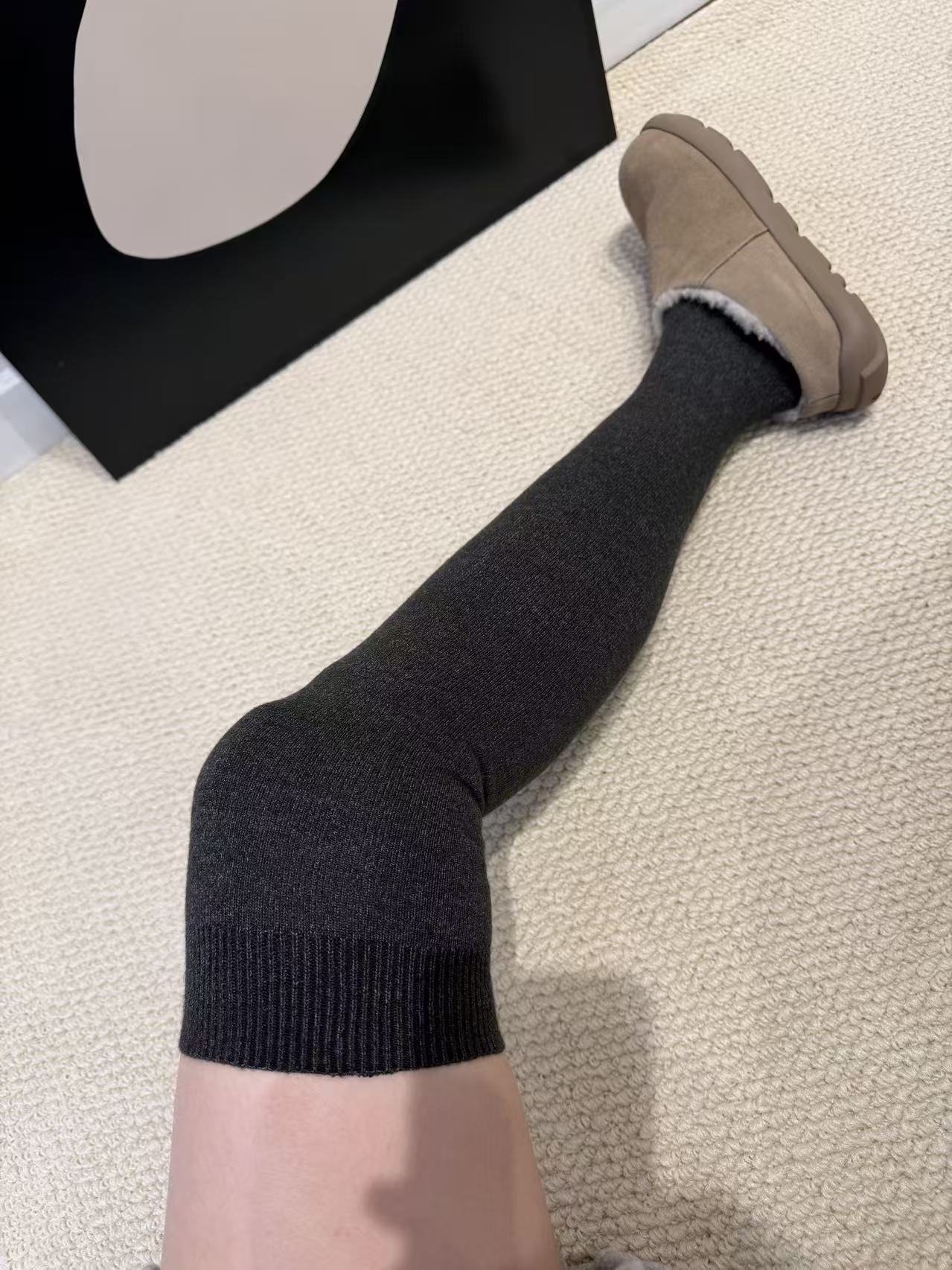 【柳条儿】华绒纯色过膝袜 秋冬保暖软糯亲肤不勒腿螺纹收口不臃肿