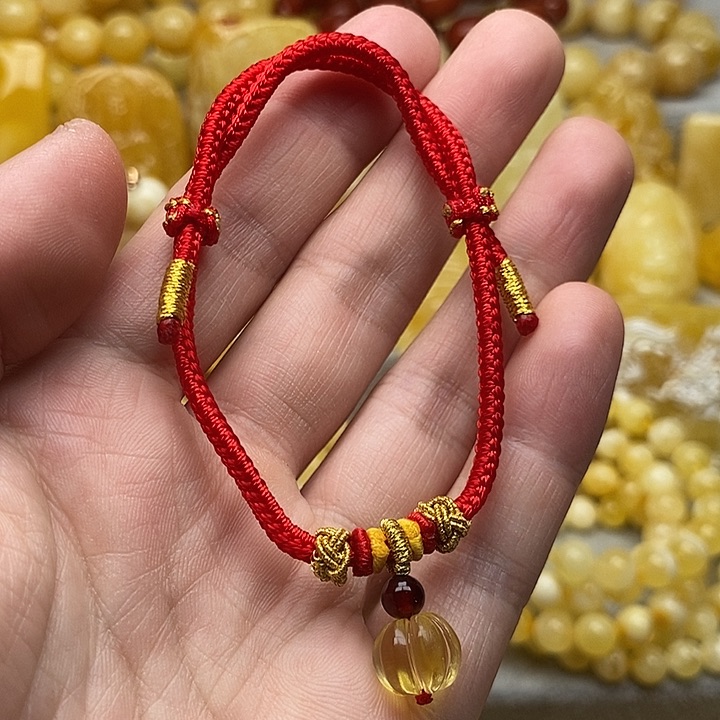 琥珀颈饰未镶嵌琥珀蜜蜡南瓜珠手绳