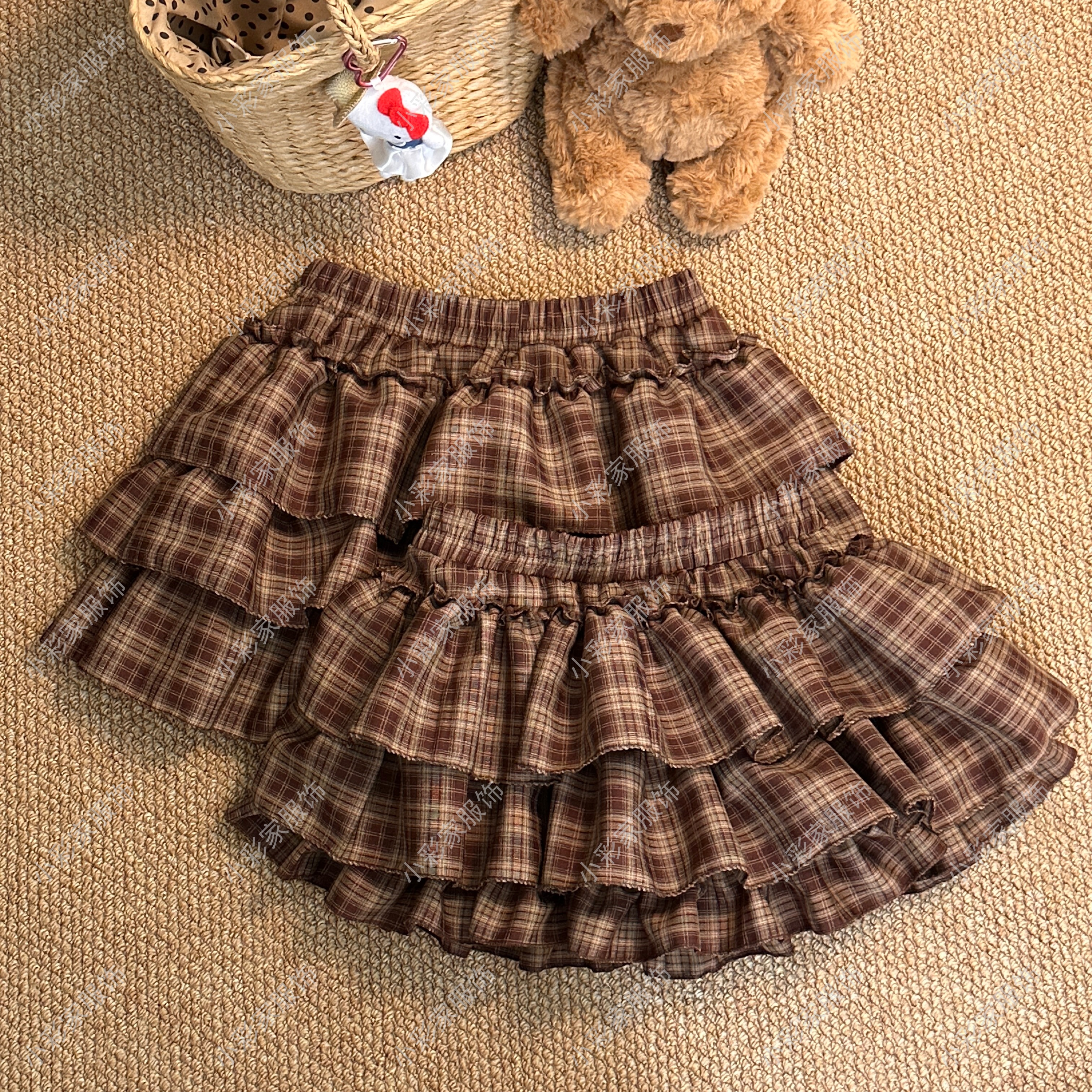 【492/512/514】少女风百搭韩版裙子格子中腰短裙半身裙休闲半裙