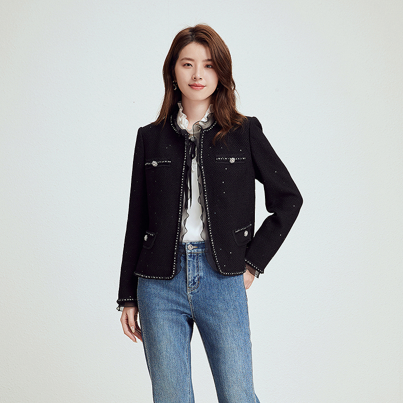 珂莱蒂尔商场同款法式优雅气质复古香风短外套女装上衣KB00441W0