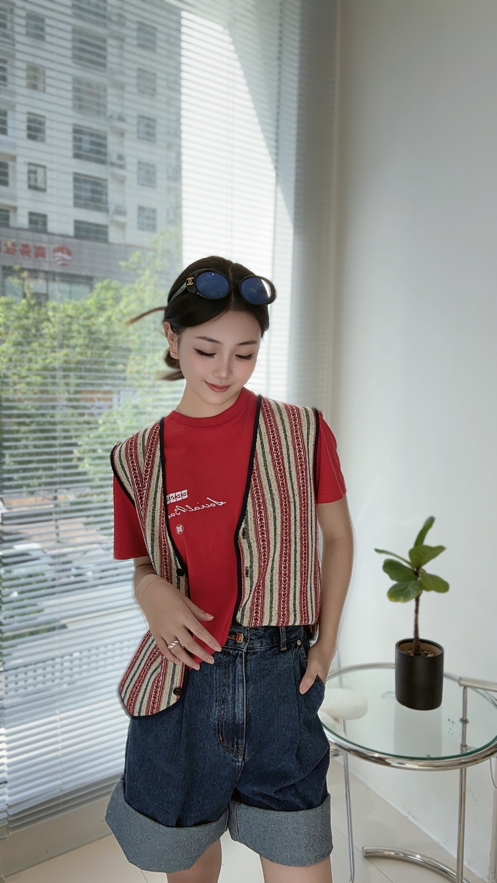 EENK【EENK】韩国设计师品牌EENK25PF早秋提花针织背心宽松马甲