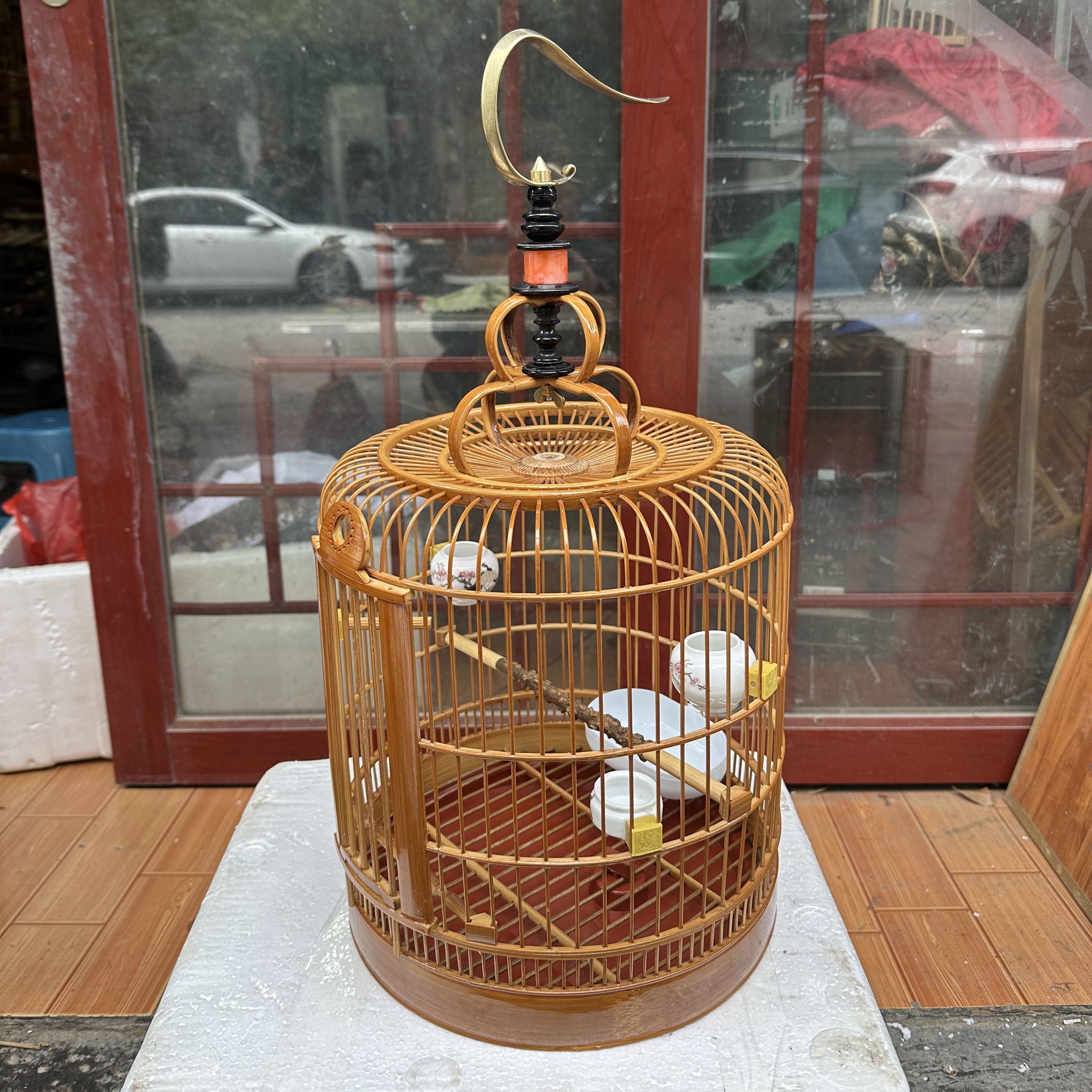 凯里手工编织丝无节带青鸟笼适合黄豆鸟绣眼鸟等小鸟笼（上漆款）