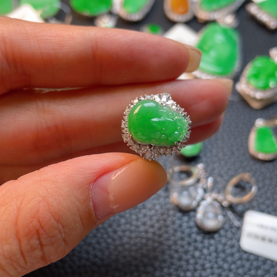 翡翠银S925镶嵌吊坠(不含链)戒指