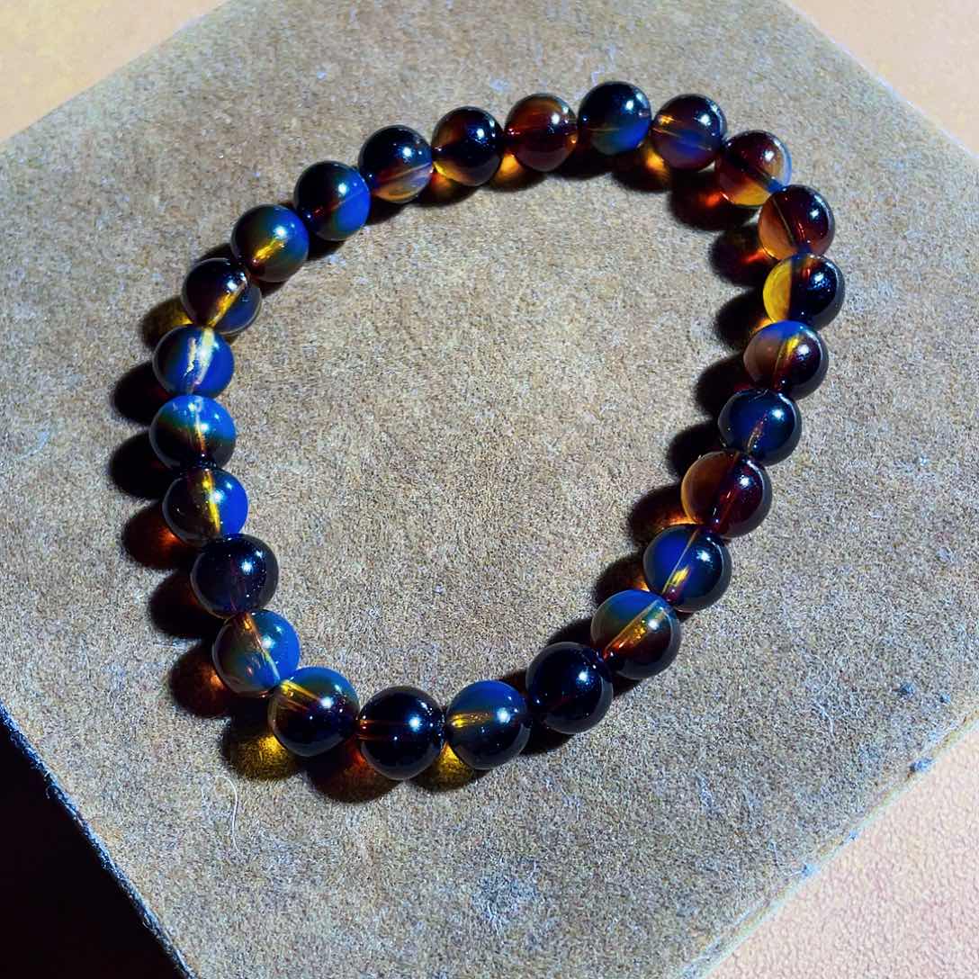 未镶嵌蓝珀裸石红蓝8手串净水