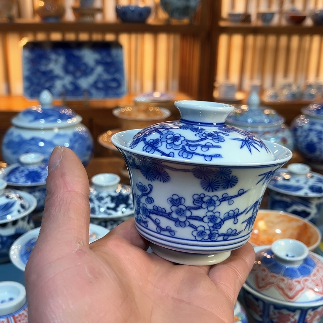 錡镇堂手工手绘盖碗