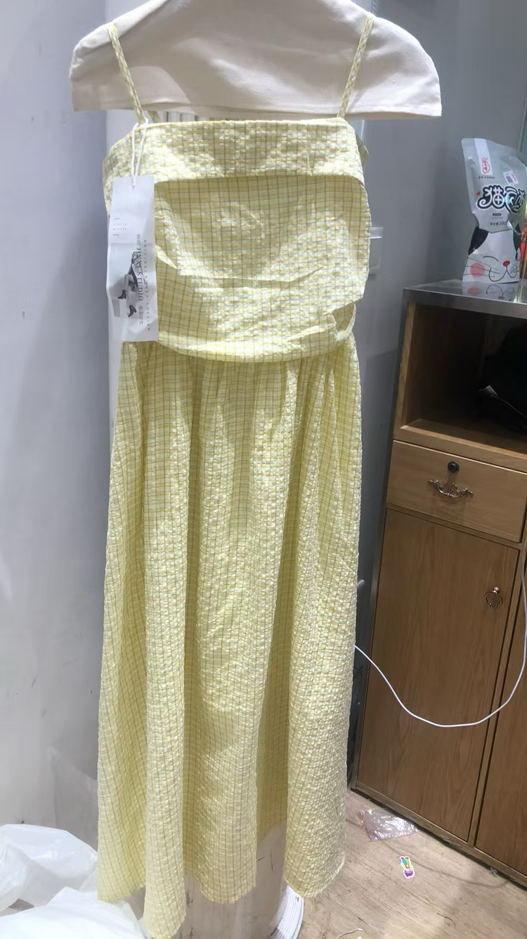 INS风时尚套装裙子格子夏款抹胸半裙夏季连衣裙套装吊带