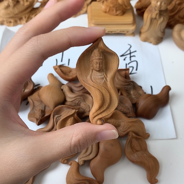把件檀香木檀香一叶观音