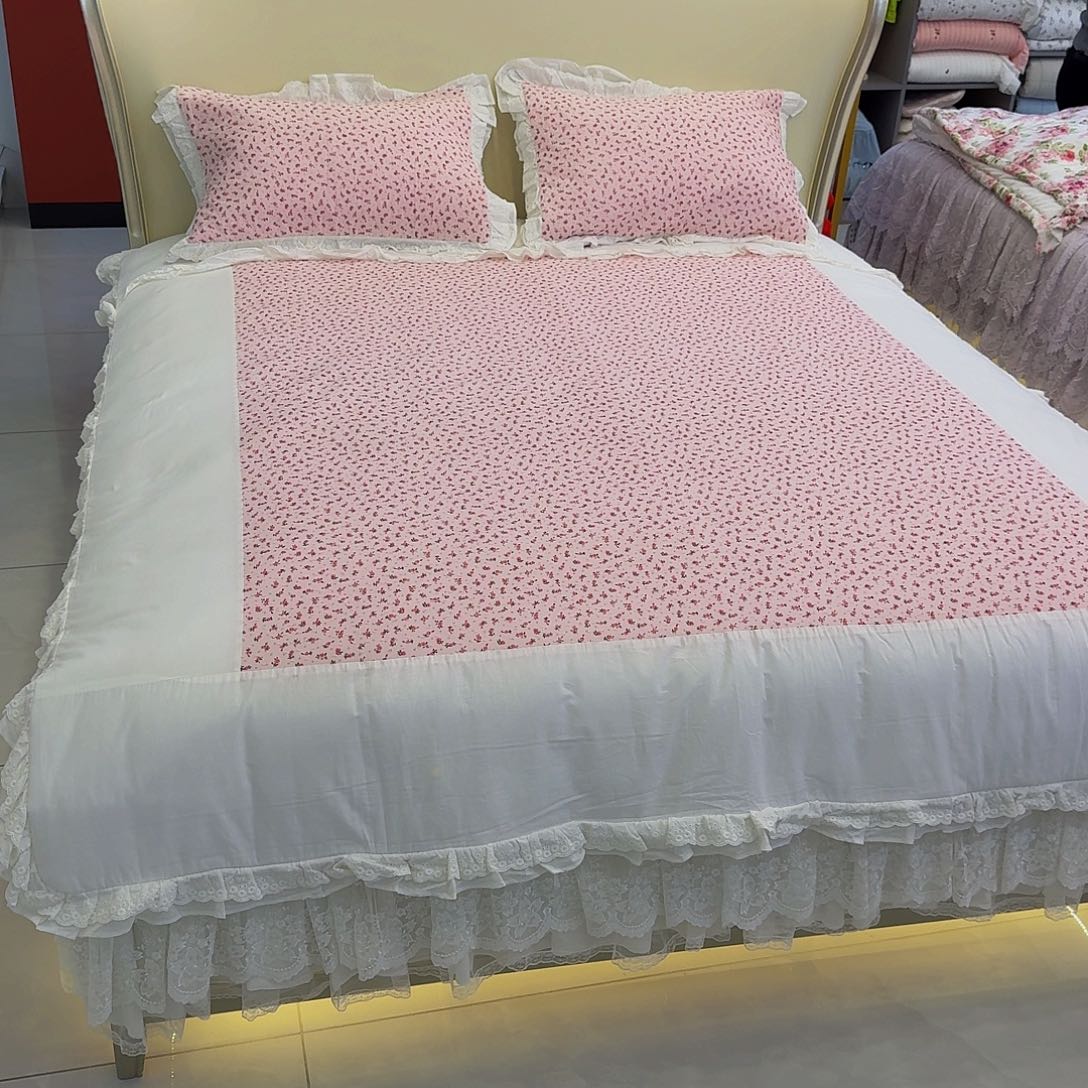 棉花韩国进口多功能被三件套粉色玫瑰