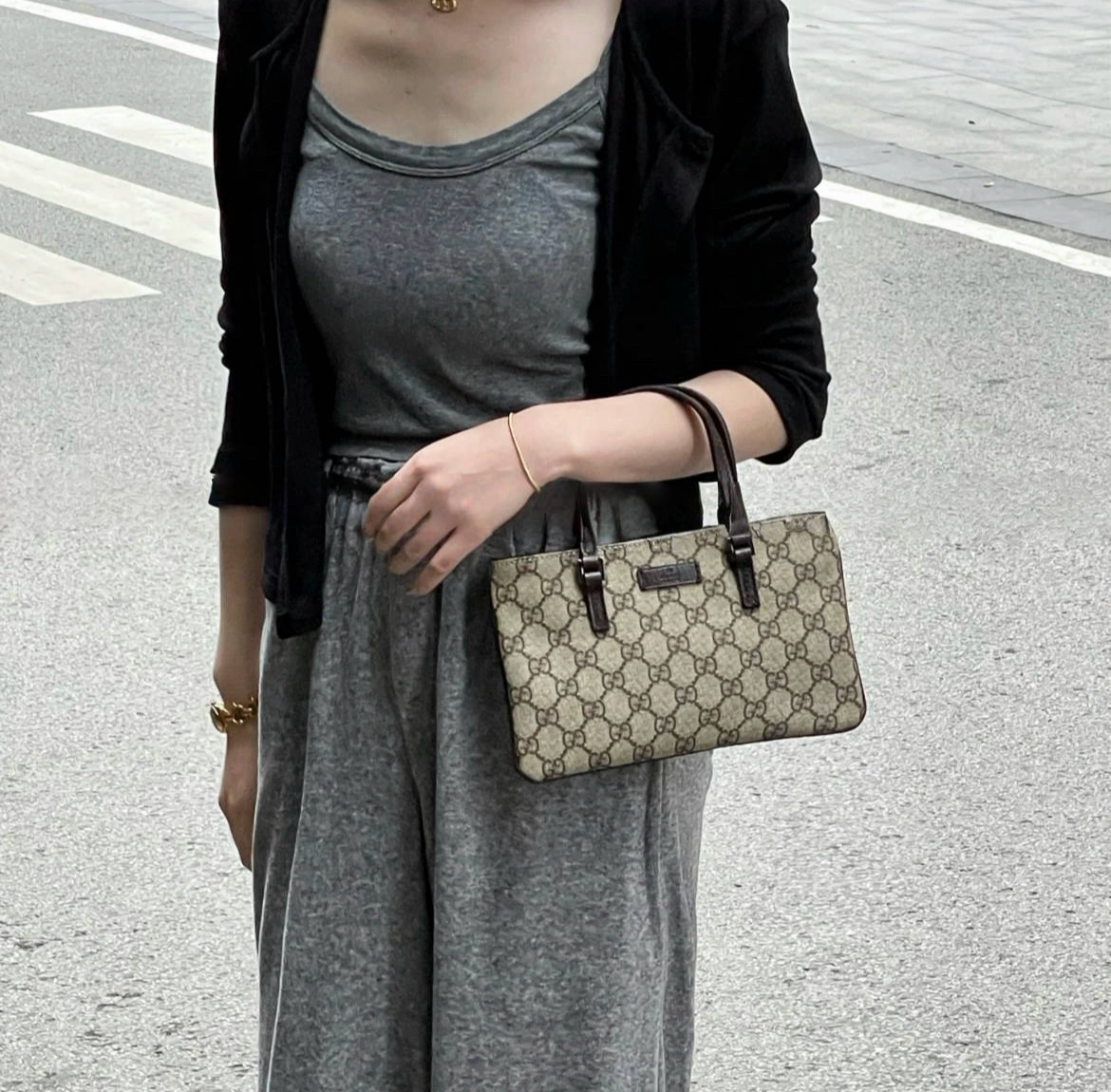 95新 GUCCI/古驰 老花nano手提