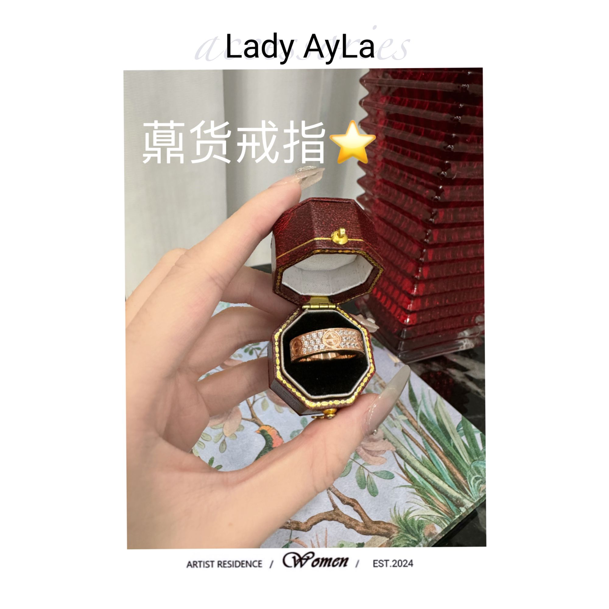 925银合成锆石戒指 卡时尚轻奢气质镶钻戒指AL440