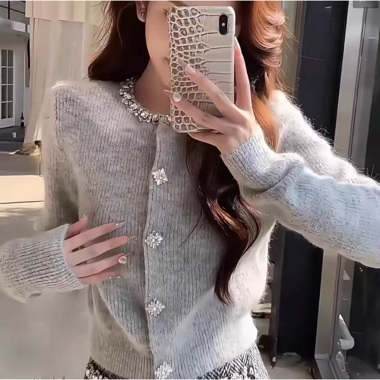 【千金归来】重工钉珠显瘦气质针织外套女