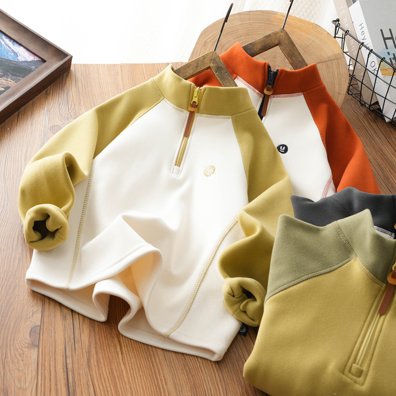 男女童春新款撞色拼接半拉链卫衣中大童休闲打底衫儿童长袖上衣潮