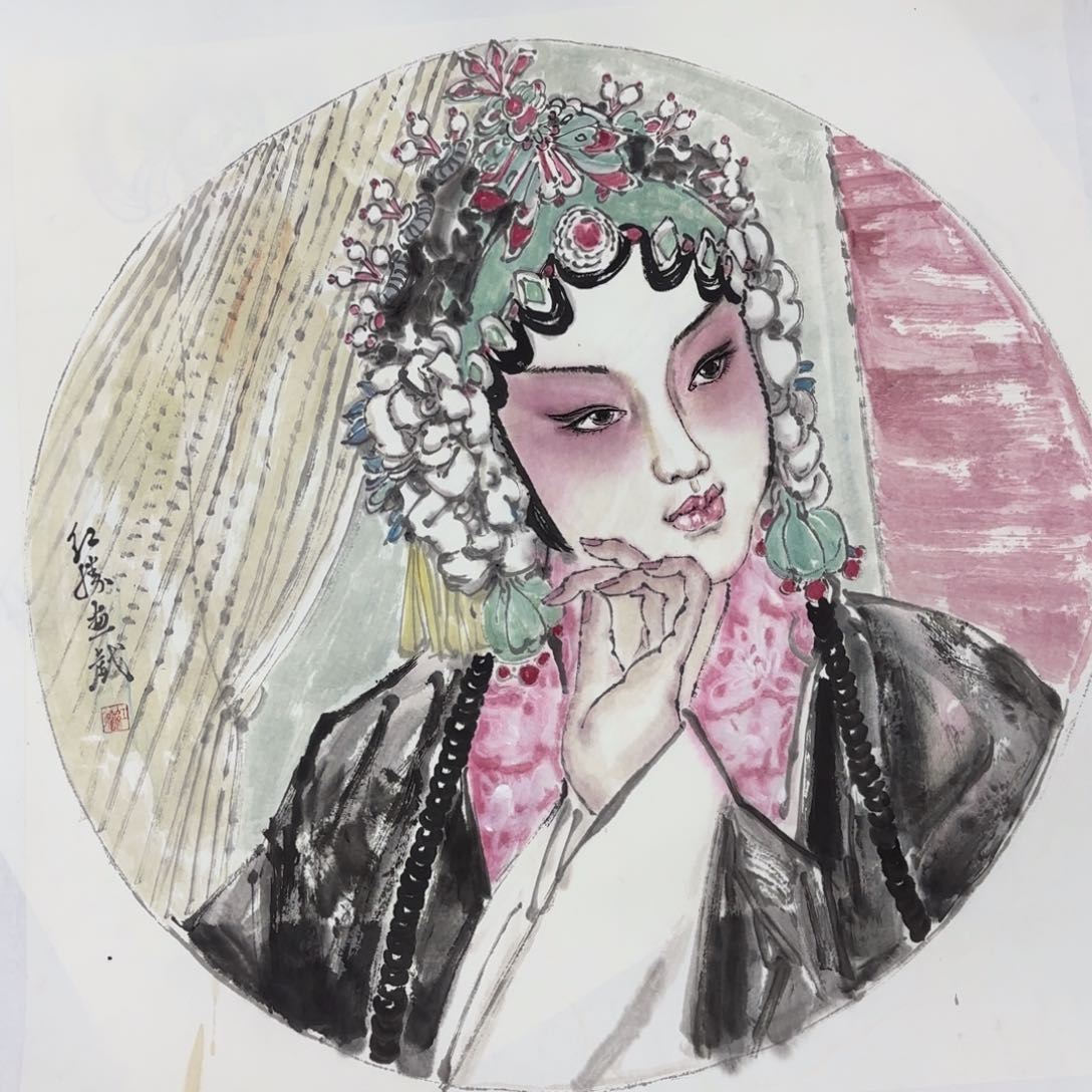 国画用****3李红胜斗方人物