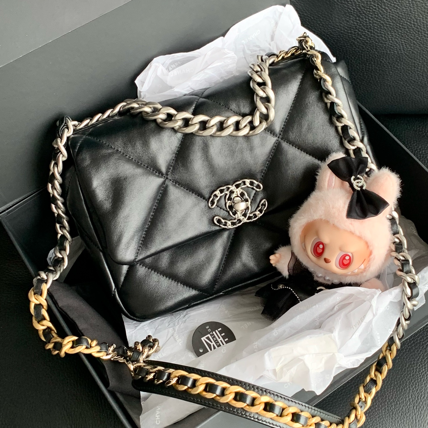 99新 Chanel/香奈儿 24期黑银小号19bag包  芯片款 26cm 14554752