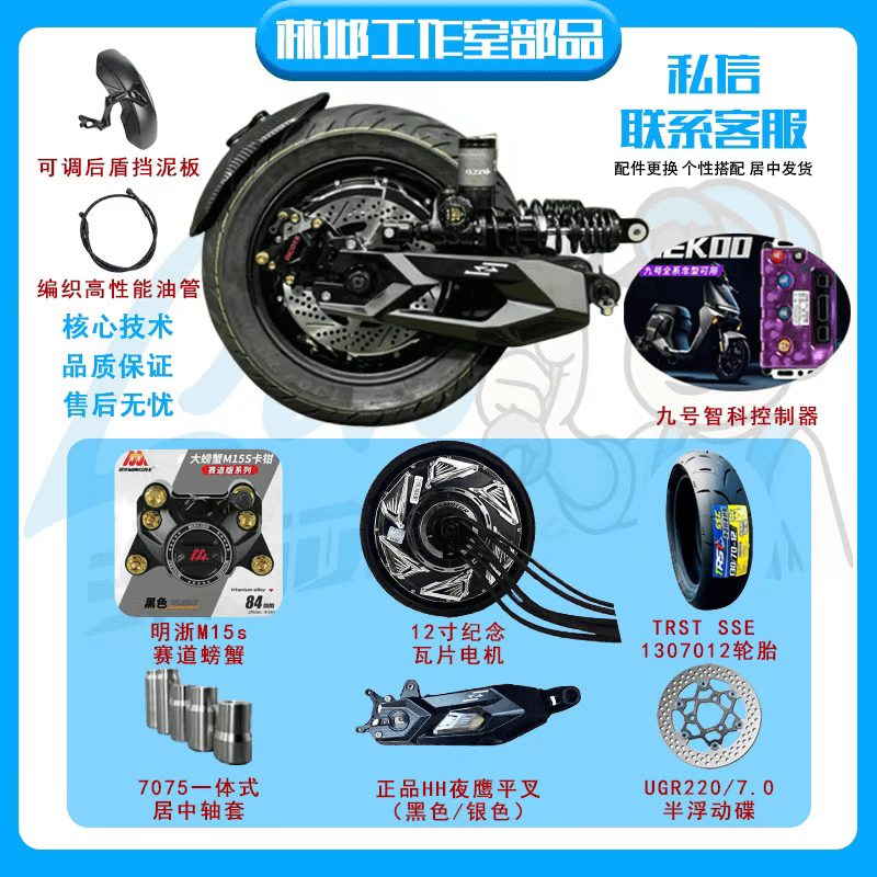（林邶新款）九号电动后轮套装全套升级改装hh正品夜鹰平叉云重力