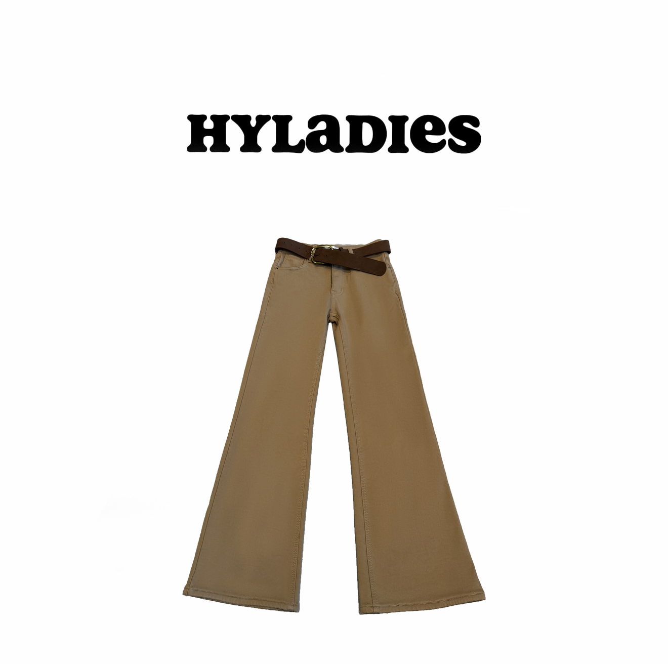 HYLADIESWEAR  『老钱味道』冬季显瘦时尚加绒高腰微喇牛仔裤