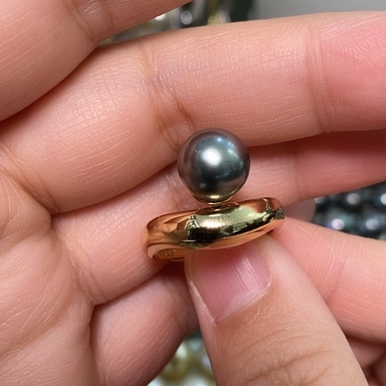 海水珍珠戒指银S925镶嵌9-10