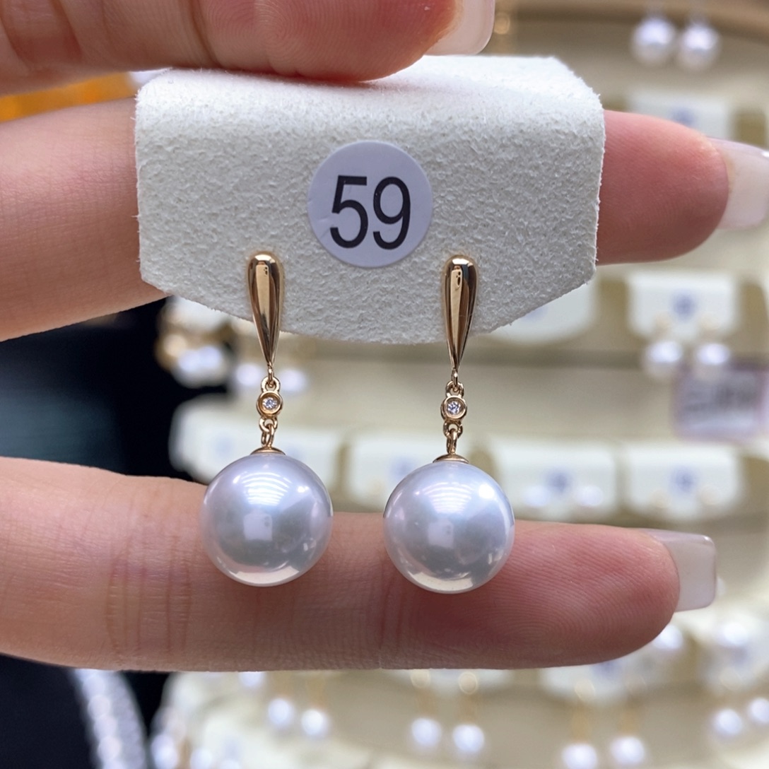 淡水珍珠耳饰18K金镶嵌