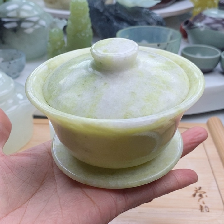 岫玉四大名玉盖碗未镶嵌