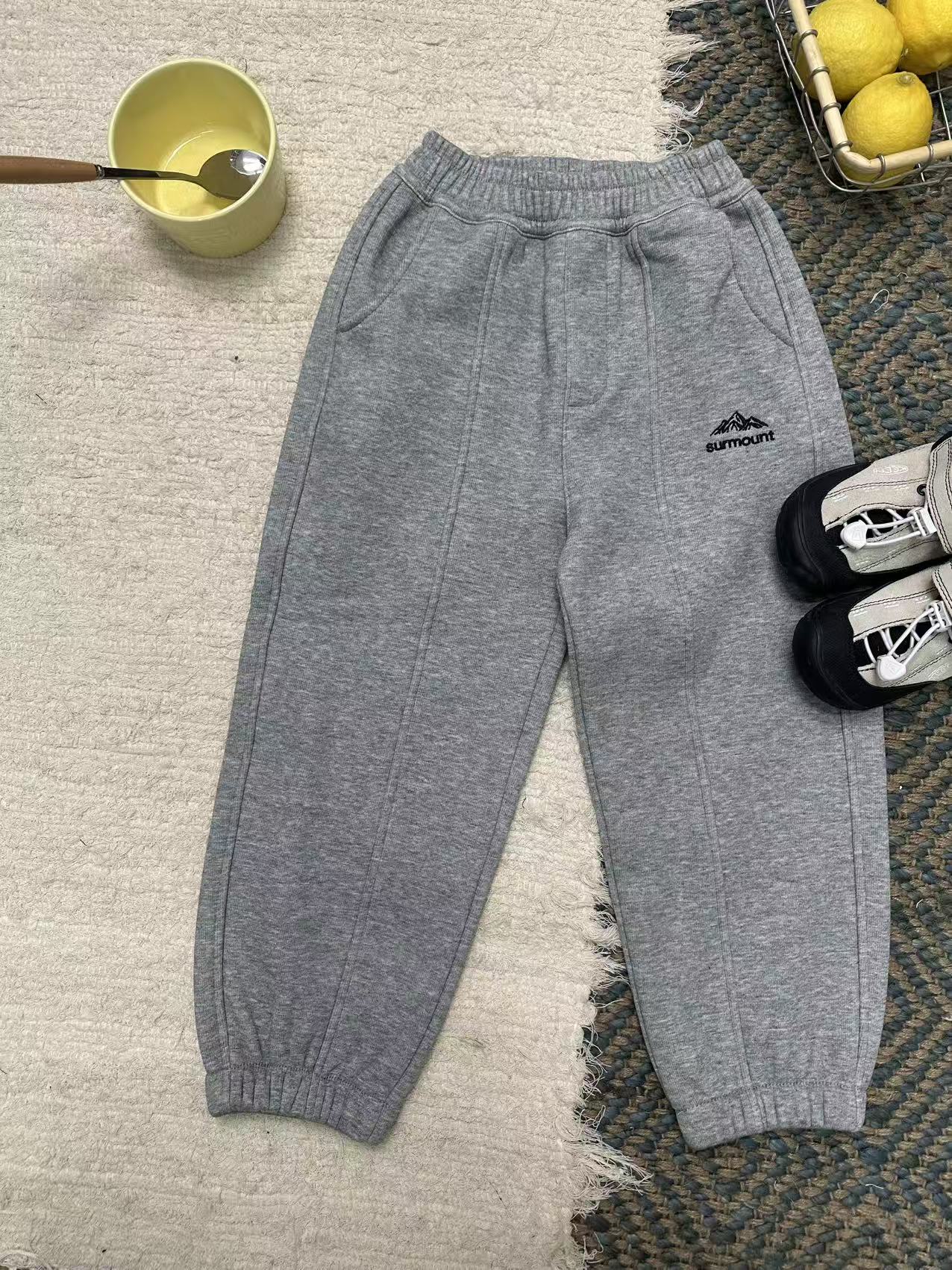 43089【大山字母裤】冬季加绒儿童卫裤休闲保暖经典基础束脚长裤