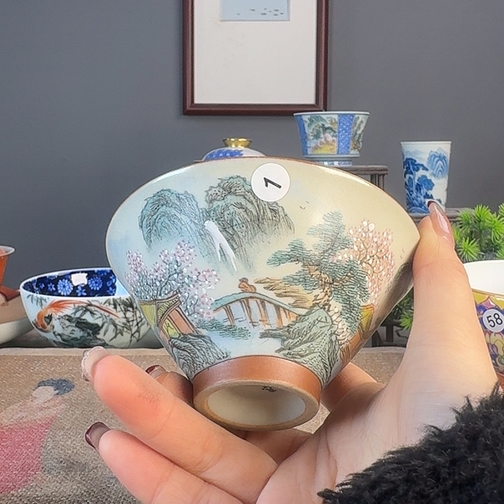 摆件景德柴烧茶杯多人