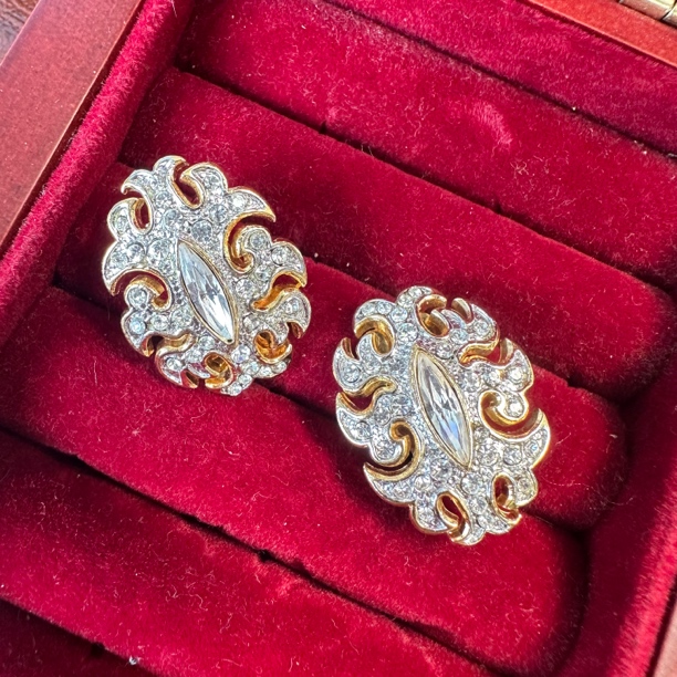 铜合金仿珍珠耳饰 中古vintage 耳夹