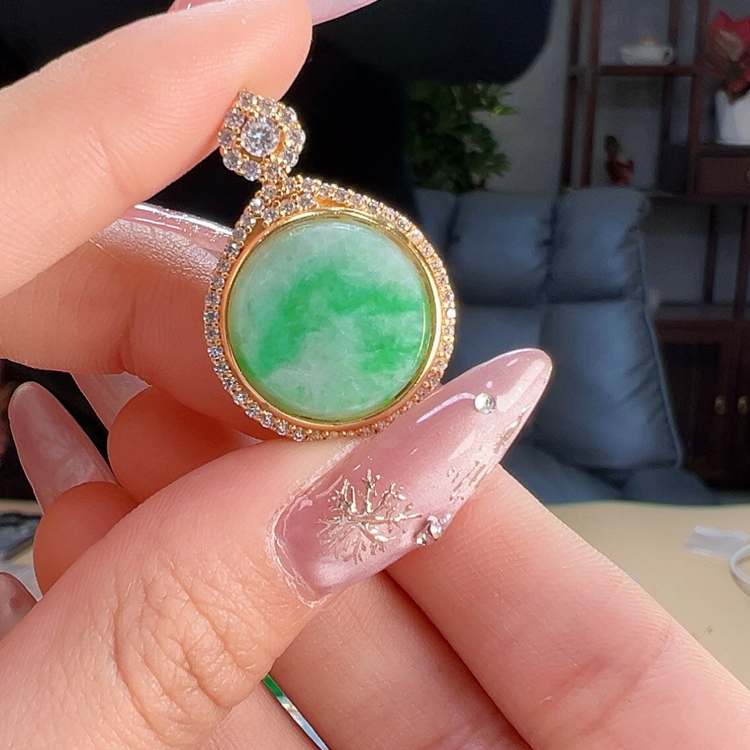 翡翠吊坠(不含链)银S925镶嵌吊坠37