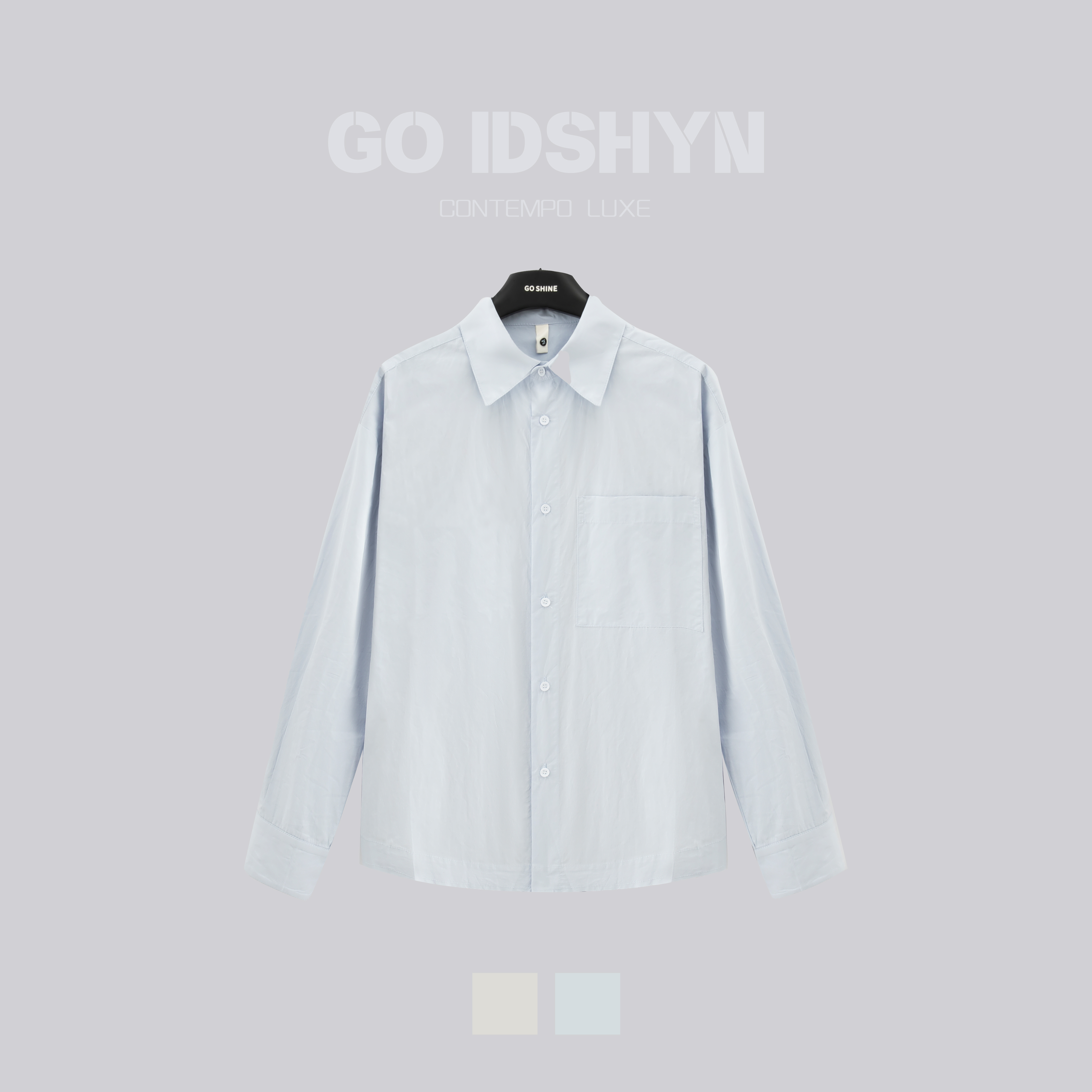 GO IDSHYN夏款男长袖纯色衬衫轻薄透气简约时尚百搭高级感衬衫