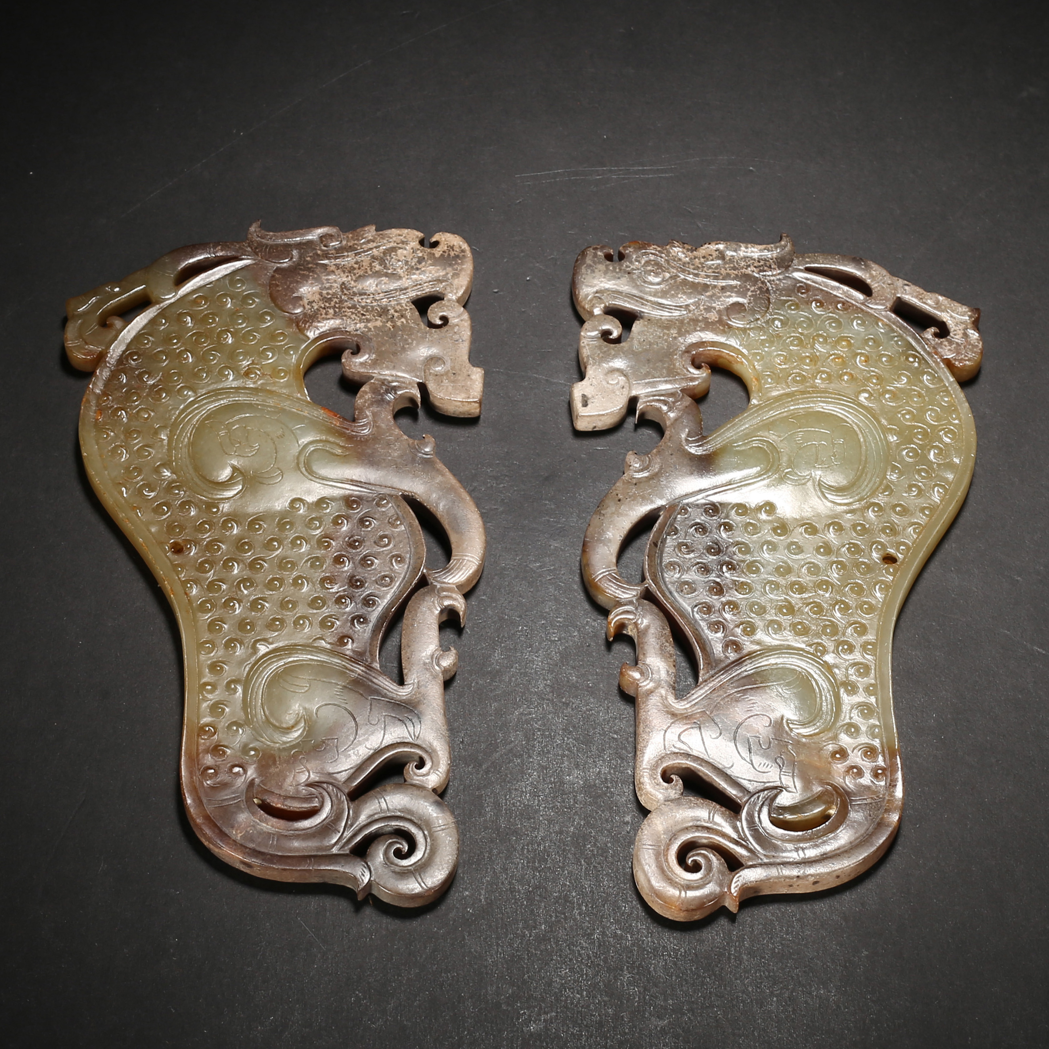 明代*红沁玉龙佩一组/01JXC1013/和田玉【北京文博】