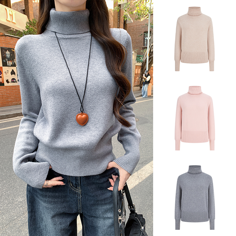 Moses Queen/魔西女王法式高领针织毛衣秋冬针织衫韩版网红半高领