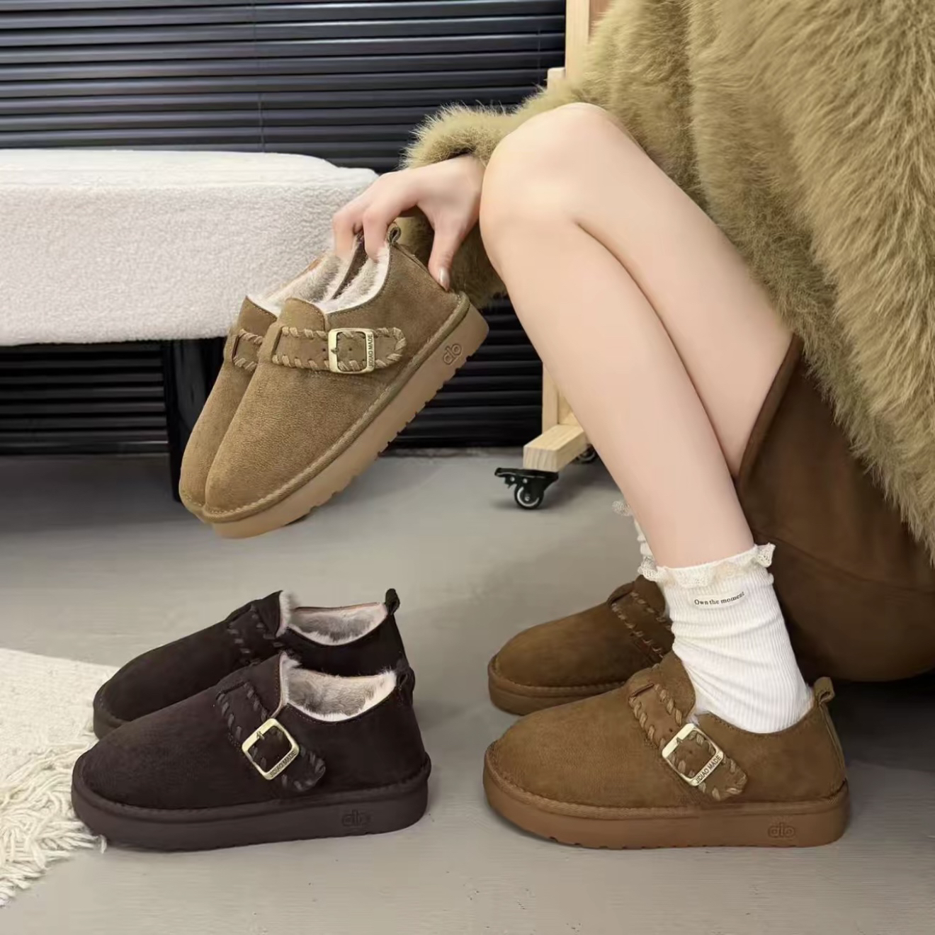 复古平底棉鞋女2025秋冬新款加绒加厚保暖耐磨软底棉鞋