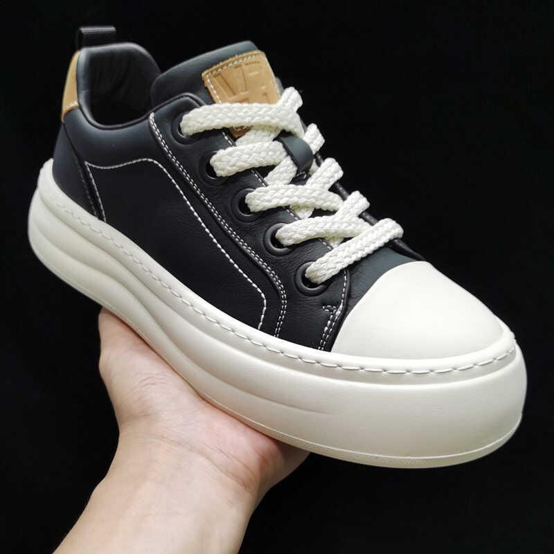 潮牌男鞋春春风2025新款头层牛皮休闲潮鞋低帮板鞋夏季百搭小白鞋