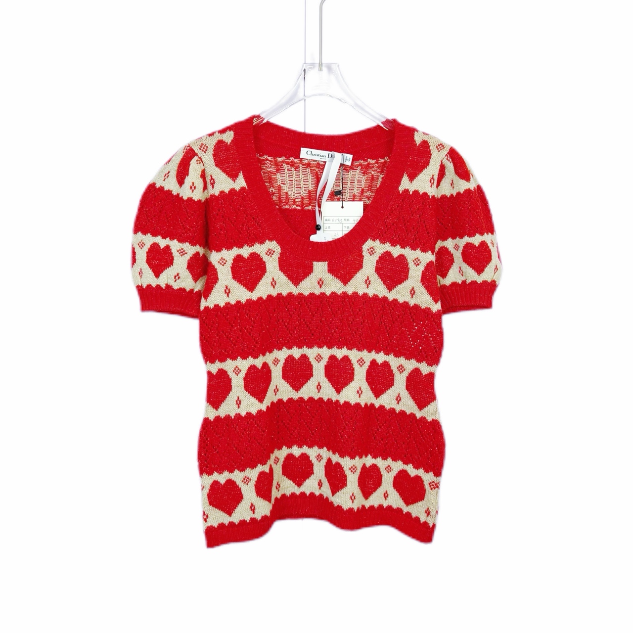 99新 DIOR/迪奥 011918 爱心拼色针织上衣  40码