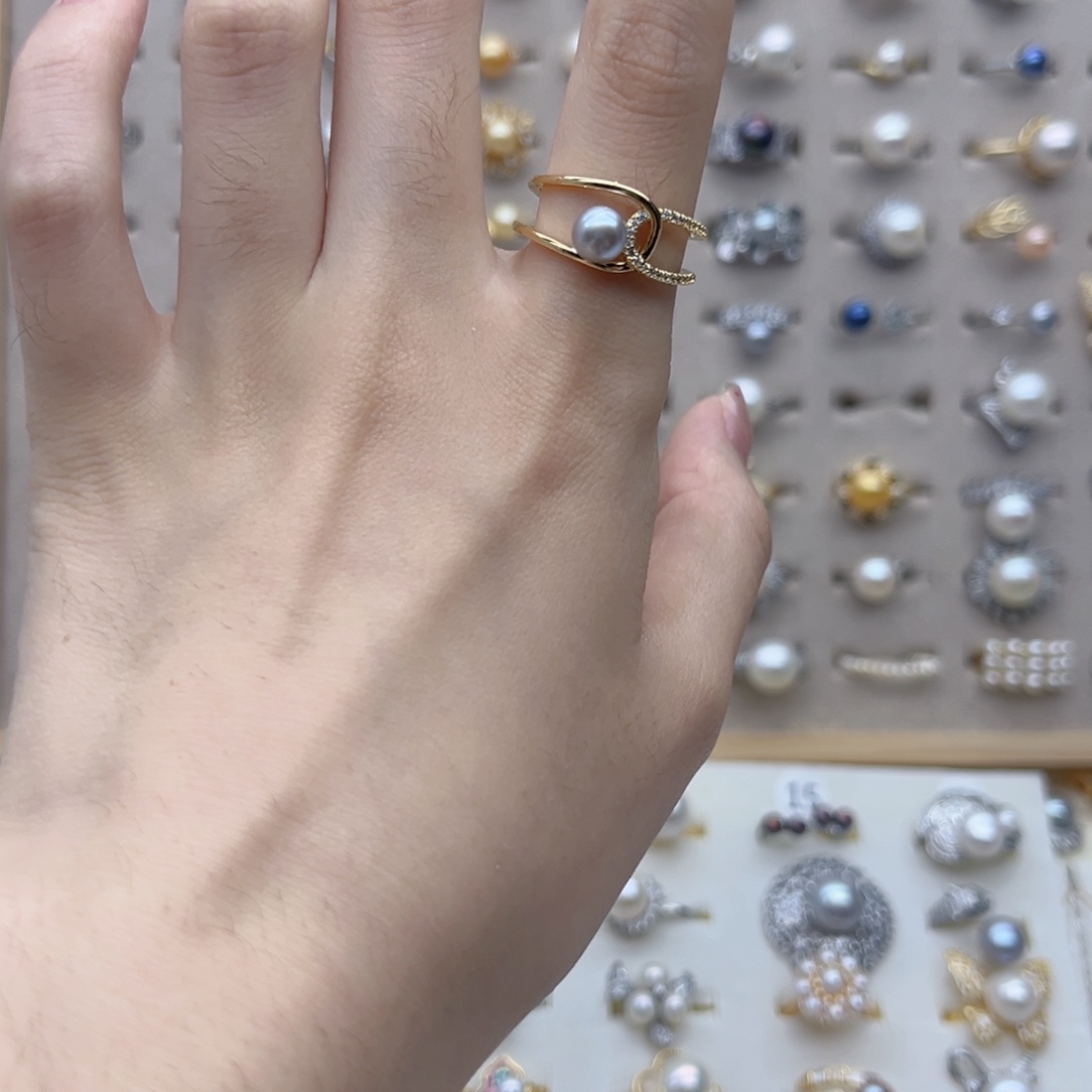 情***症合金戒指淡水珍珠