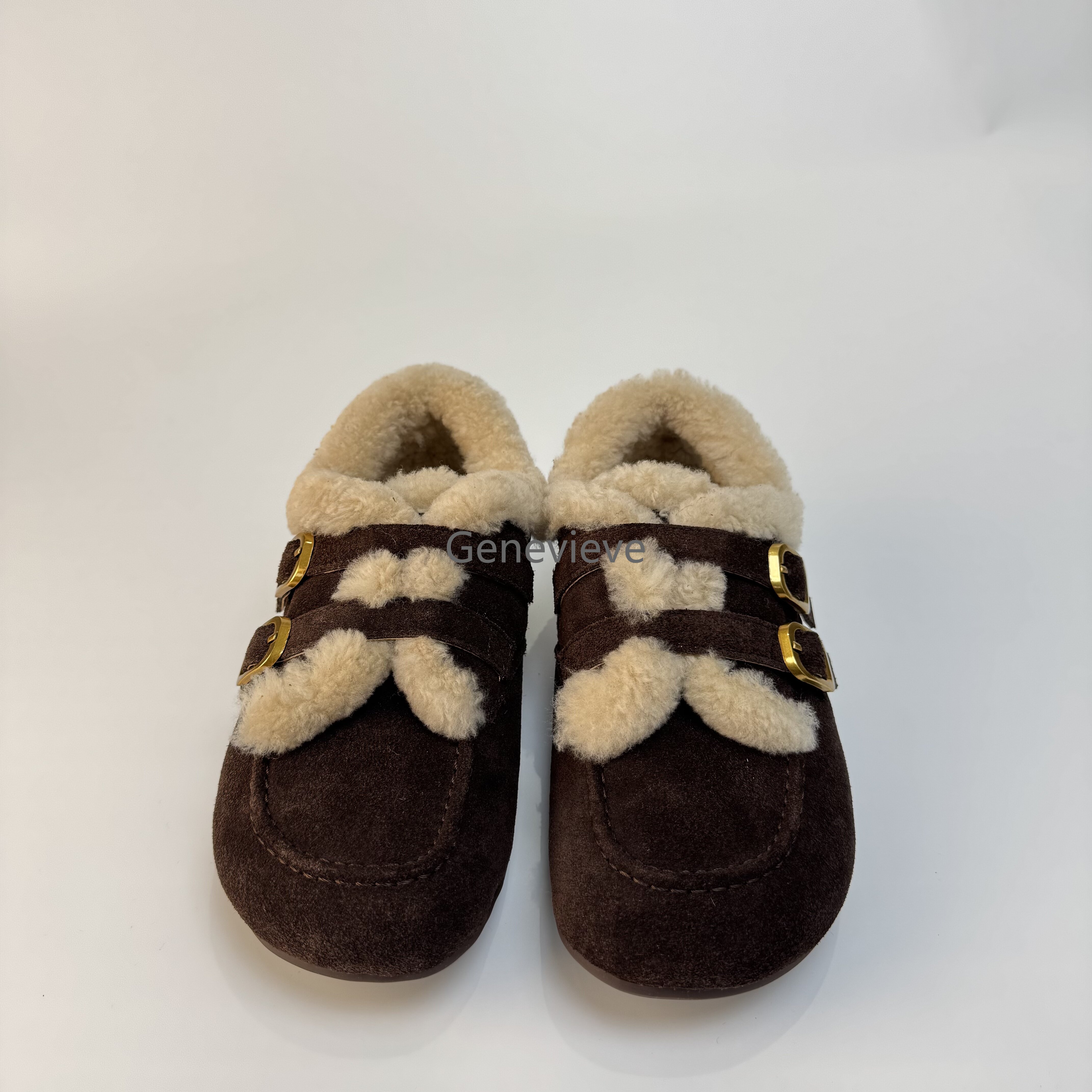 跟高3cm，真皮真毛舒适面包头土豆单鞋软底防滑保暖冬季