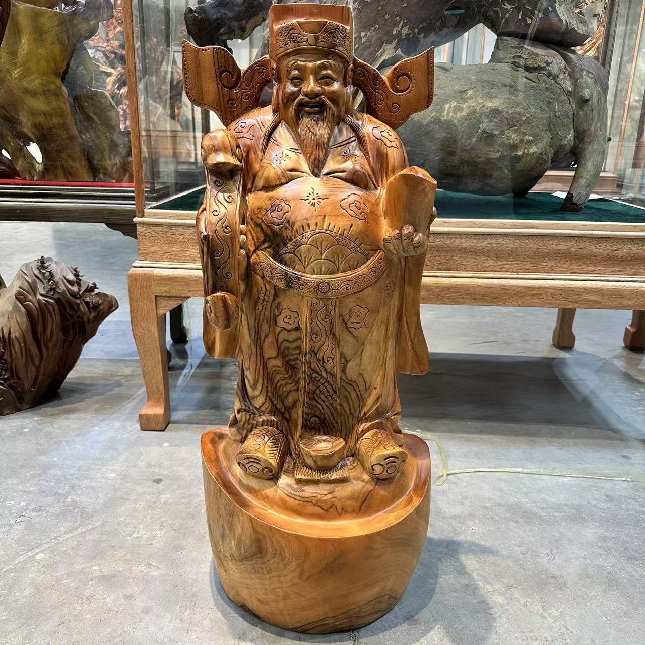 香樟木财神工艺品摆件