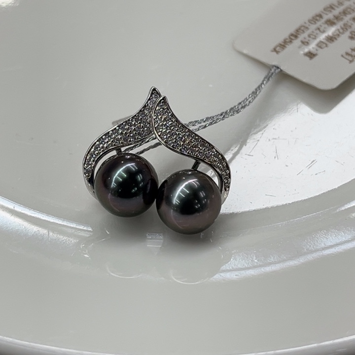 银S925镶嵌耳饰海水珍珠9-10mm