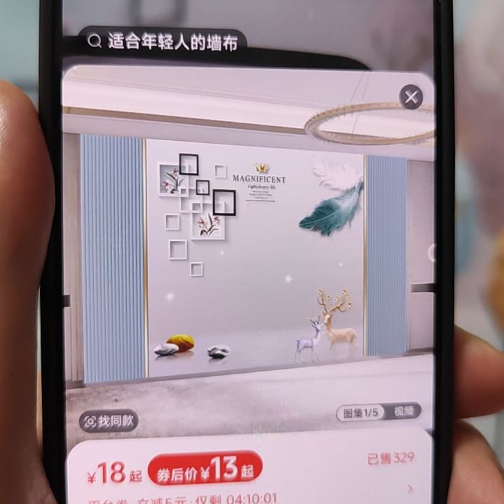 诚***）客厅电视墙壁画壁布